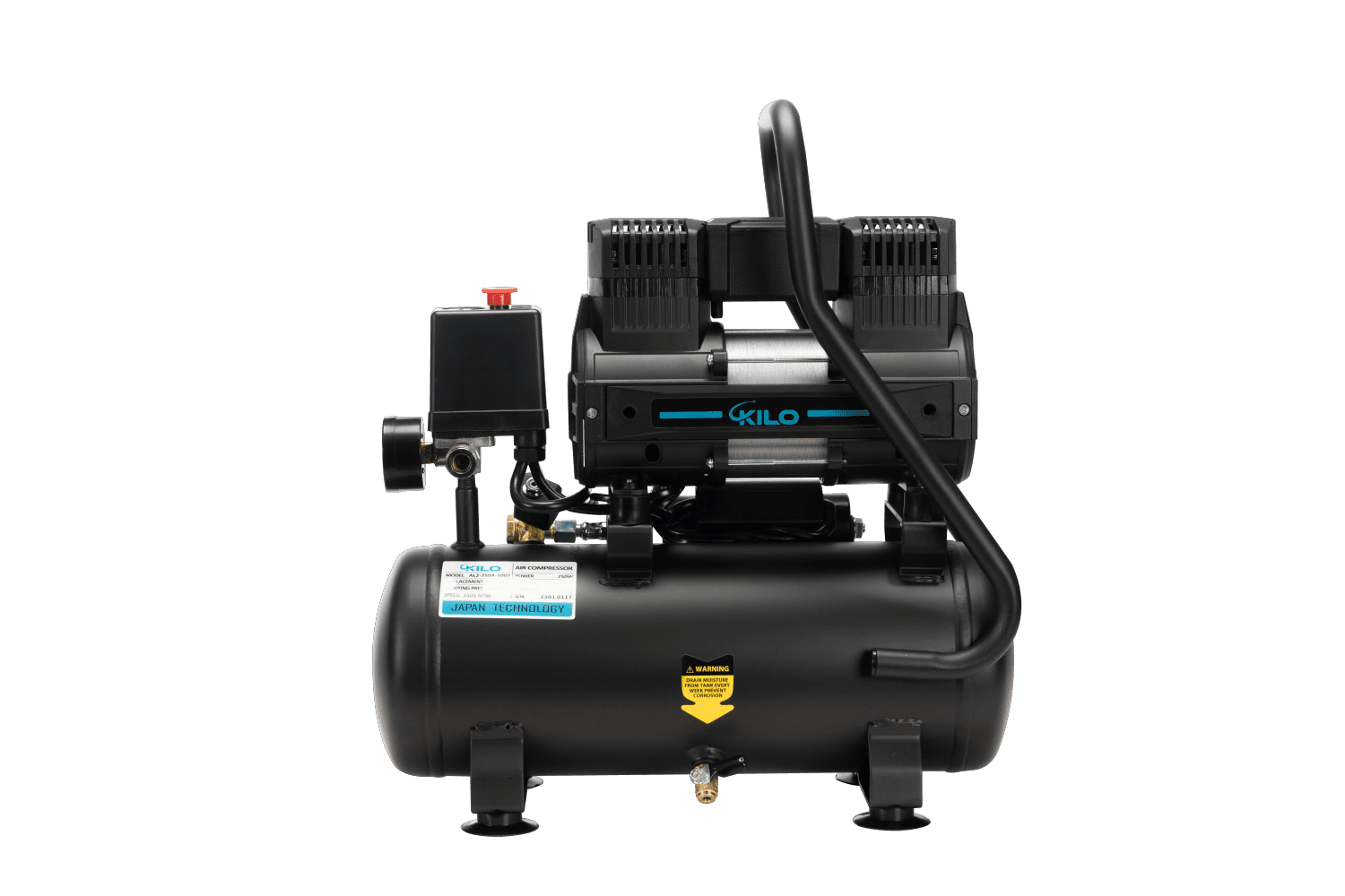 2 Gallon Oil Free Air Compressor, 1.0HP, Max.115 PSI Pressure, 65dB Ultra Quiet Compressor for Auto Repair, Tire Inflation, Spray Painting, Woodwork Nailing