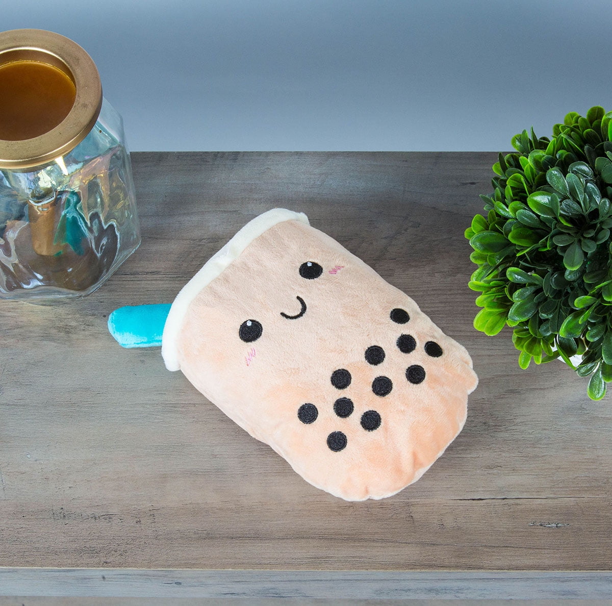 Bubble Tea Dog Toy w/ Squeakers Fluffy Flat Pillow Design Stuffed