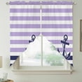 thumbnail image 6 of Anchor Purple Kitchen Window Curtains, Swag Curtains Valance for Bedroom Living Room Bathroom, Modern Navy Blue White Striped Nautical Rod Pocket Window Curtain Block Drapes 2 Panels 36"x45", 6 of 8