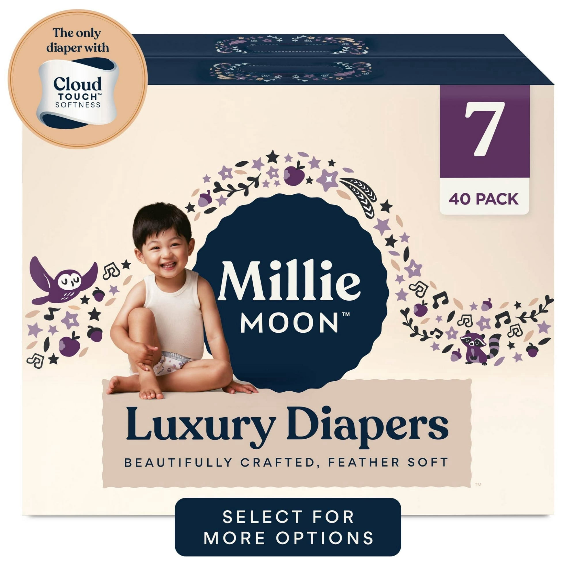Millie Moon Luxury Diapers, Size 7, 40 Count