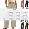 thumbnail image 3 of SBYOJLPB Womens Pants Solid Color Casual Drawstring Elastic Waist Loose Straight Wide Leg Trousers with Pockets Pants, 3 of 8