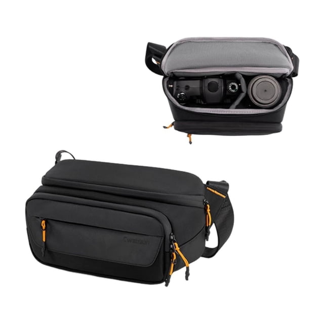 Cwatcun D133 Small Nylon-PVC Waterproof Camera Chest Bag - Multi-functional with Adjustable Partition Storage, Shoulder/Handheld/ Carry Options, Tripod Strap, and Precise Accessory Organization for