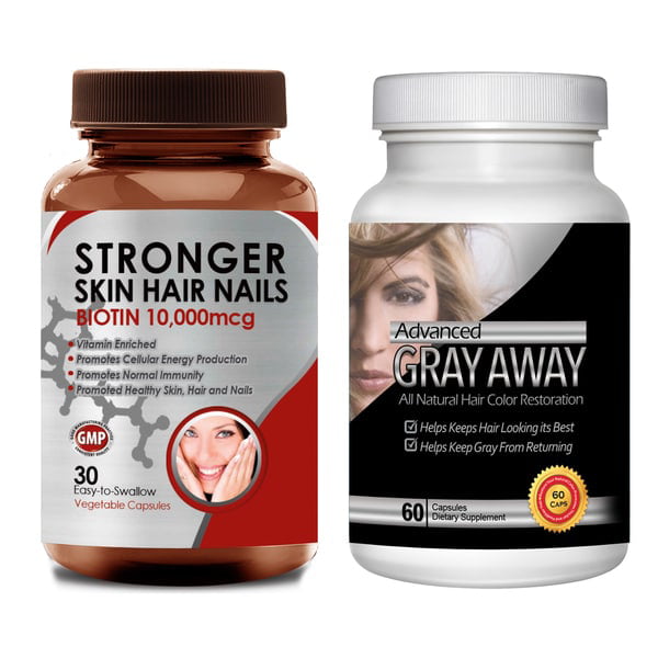 Totally Products Turn Gray Hair Away All-natural Hair Color Restoration and  Biotin (Pack of 2) 