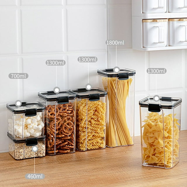 AMERTEER Food Storage Tank with Lid Multi-purpose Sealing Jar Transparent Multi-Sizes Dispenser Grains Living Room Nut Preservation 700ml