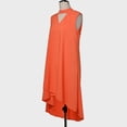 thumbnail image 4 of ClodeEU Women's Choker V-Neck Sleeveless Dress with Asymmetric Hem ,Casual Loose Fit Solid Color Dress Orange,Women's Plus L, 4 of 8