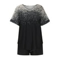 thumbnail image 6 of LYXSSBYX Womens 2 Piece Outfits for Summer 2PC Women Casual Summer Sports Suit Round Neck Print Short Sleeve Shorts Set, 6 of 8