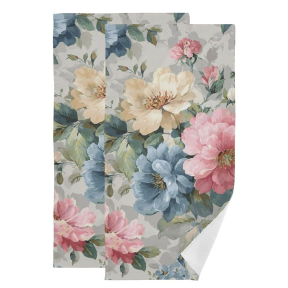 Beautiful Chic Florals with Pastel Colors Hand Towel Absorbent Bath Towels for Bathroom Sports Gym 28" x 14" Set of 2
