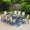 Beige, variant on SUMMIT LIVING 9-Piece Outdoor Patio Dining Set, 83" Large Rectangle Patio Table with Umbrella Hole and Stacking Aluminum Textilene Chairs, Gray