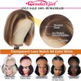 thumbnail image 5 of Short Bob Straight Lace Front Wigs Human Hair For Women Highlight Ombre Blonde Brown 13x6x1 T Part Hd Transparency Lace, 5 of 10