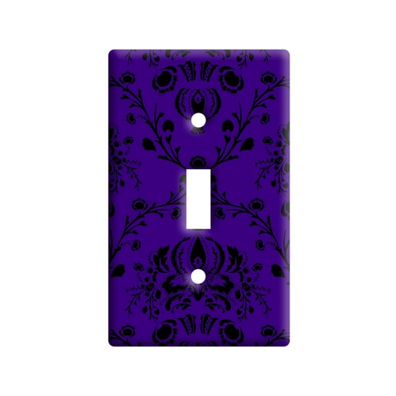 Damask Elegant Purple Black Light Switch Plate Cover