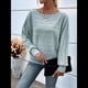 thumbnail image 5 of Blusas de Larga Suaves para Mujer, Cuello Redondo, Estilo Jersey, Informales, de Punto, con de Murciélago, Grandes, 2025 Azul XXXL, 5 of 9