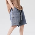 thumbnail image 4 of Uuszgmr Mens Jeans Workwear Denim Shorts For Male Summer Thin Loose Quarter Pants, 4 of 5