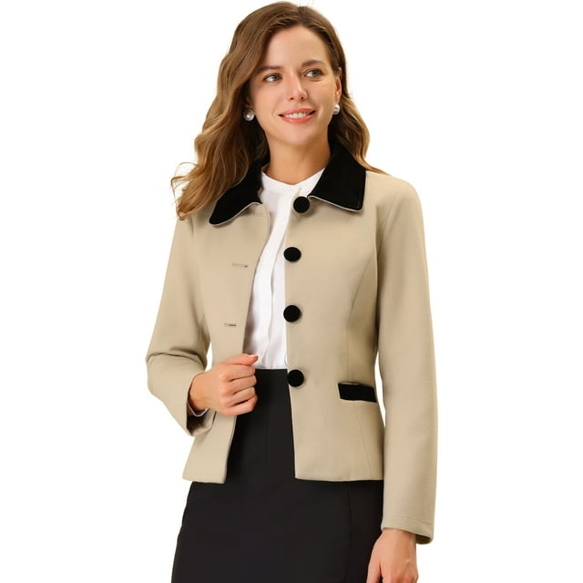 INSPIRE CHIC Manteau Caban d'Hiver pour Femme Élégant à Col Rabattu Contrastant avec Poches, Simple Boutonnage, Camel, TP