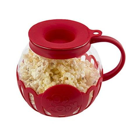 Ecolution Micro-Pop Microwave Popcorn Popper 1.5QT - Temperature Safe Glass w/Multi Purpose Lid, Snack Size,