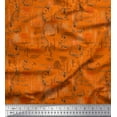 thumbnail image 1 of Soimoi Orange Velvet Fabric Abstract & Rabbit Animal Print Sewing Fabric Yard 58 Inch Wide, 1 of 5