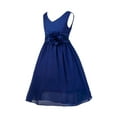 thumbnail image 2 of ZDHoor Kids V-Neck Princess Flower Girl Dress Bridesmaid Wedding Birthday Party Pageant Ball Gown Navy Blue 6, 2 of 6