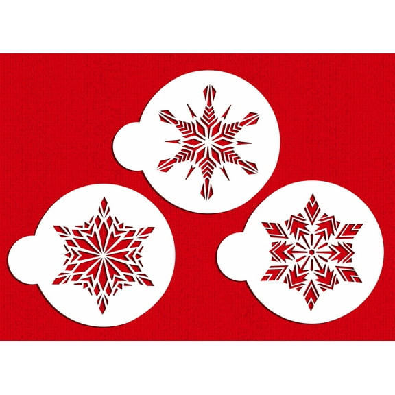 Designer Stencils Large Crystal Snowflakes Cake Stencils, Beige/semi-transparent