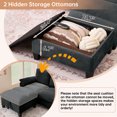 thumbnail image 5 of 116" U Shaped Couch Modular Sectional Sofa with 2 Storage Ottomans & 1 Storage Console,USB Charging Ports & 2 Cup Holders & 2 Throw Pillows,Modern Linen 4 Seater Sofa for Living Room,Apartment,Office, 5 of 11