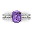 thumbnail image 2 of 3.96ct cushion cut alexandrite 18k white gold Bridal Wedding Engagement Promise Anniversary Ring for Women size 7.25, 2 of 7