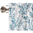 thumbnail image 5 of Floral Kitchen Window Curtain Set with Tiers and Valance, 3 Pieces Rod Pocket Valances Watercolor Style Teal Blue Flower Bud Leaves Window Treatment Semi Sheer Kitchen Bedroom Decor (52"W x 18"L), 5 of 6