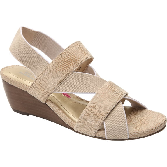 Women's Ros Hommerson Wynona Strappy Wedge Sandal Nude Leather 13 M