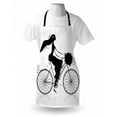 thumbnail image 3 of Black and White Apron Young Woman Silhouette with a Bouquet of Spring Flowers Cycling Bridal, Unisex Kitchen Bib Apron with Adjustable Neck for Cooking Baking Gardening, Black and White, by Ambesonne, 3 of 3