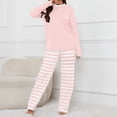 thumbnail image 5 of Delayuji Womens Pajamas Sets Round Neck Striped Printed Long Sleeve Top and Pants Set Sleepwear Loungewear Spring Outfits S-5XL, 5 of 9