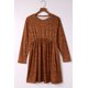 thumbnail image 1 of ABPHQTO Vestido Babydoll De Mujer De Manga Larga De Leopardo Marrón, 1 of 5