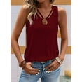 thumbnail image 4 of Tank Top for Women Loose Fit Sleeveless V Neck Tops Dressy Casual Eyelet Summer Flowy Blouse Claret XXL, 4 of 5