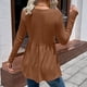 thumbnail image 4 of Mujeres Casual Moda Pullover Manga Larga Con Cuello En V Blusas Camiseta Soild Pompotops FGAJ15080, 4 of 9