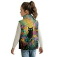 thumbnail image 2 of Uorisanigo Girls Vest Toddler Boys Fleece Vest Fall Fashion Outfits Clothes Lightweight Soft Winter Zipper Sleeveless Floral Black Cat Jacket Kids Outdoor Layering with Pockets, 2 of 7