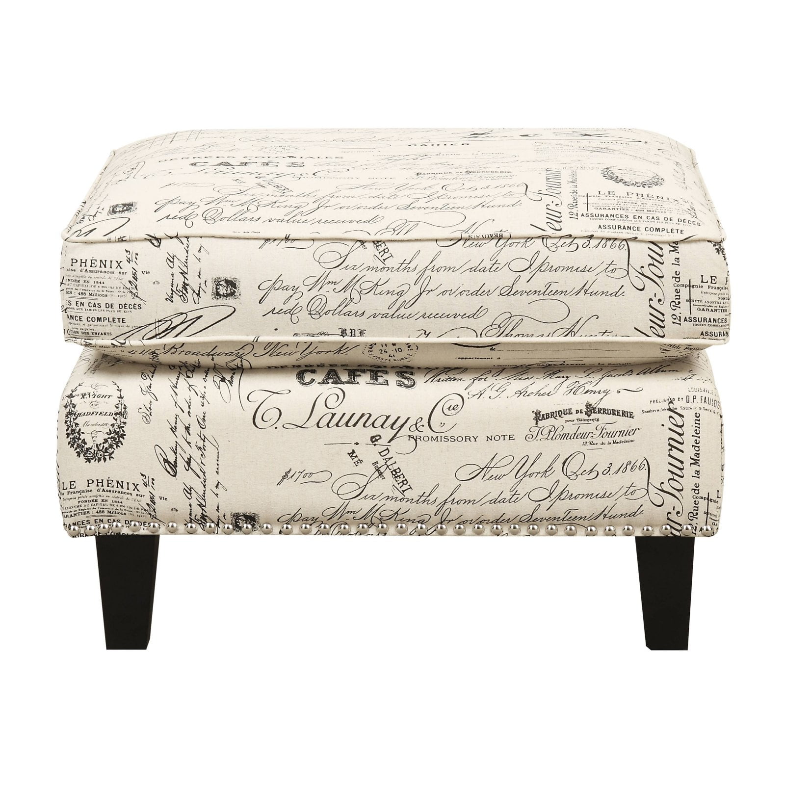 Picket House Emery Ottoman in French Script