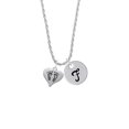thumbnail image 2 of Delight Jewelry Silvertone Heart with Baby Feet Silvertone Script Initial Disc - F - Charm Necklace, 20"+3", 2 of 4