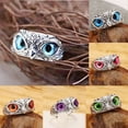 thumbnail image 2 of Búho Diablo Ojo Anillo Retro Creativo Exagerado Animal Pareja Apertura Anillo ajustable Transfronterizo Venta al por mayor Apertura ajustable Antiguo búho plateado de ojos amarillos JFHHH pequeña, 2 of 5