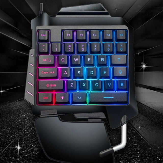 Colorful Light One-handed Keyboard+ Hand Game Artifact Right Hand Game Mouse+Bluetooth Keyboard Mouse Device Connector for Mobile Phone(Don‘t Sell Cell Phones)