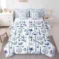 thumbnail image 1 of Erosebridal Starfish Seashell Bedding Full Size, Nautical Rudder Comforter Sets with Sheets, Blue Stripe Room Decor, Reversible 7 Pieces, 1 of 5