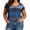 Blue, variant on Women Plus Size Crew Neck Short Sleeve Casual Top