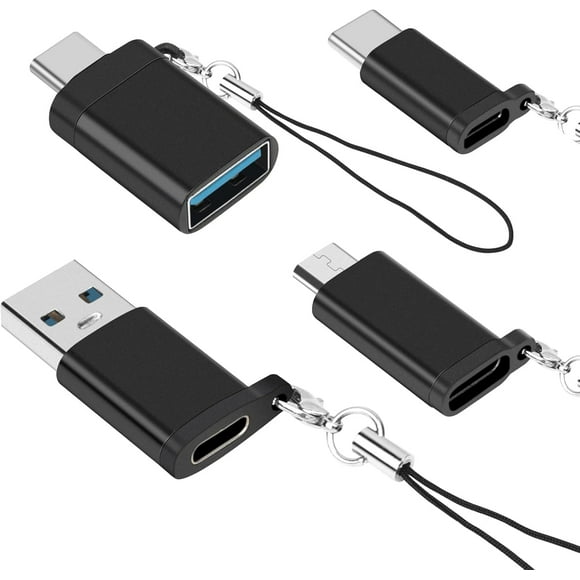 shiyou-USB C to USB 3.0 Adapter, USB C Female to USB Male Adapter, USB C to Micro USB Adapter, Micro USB (Female) to USB C (Male) Adapter with Lanyard (4 Pack) for MacBook Pro, Samsung, PC