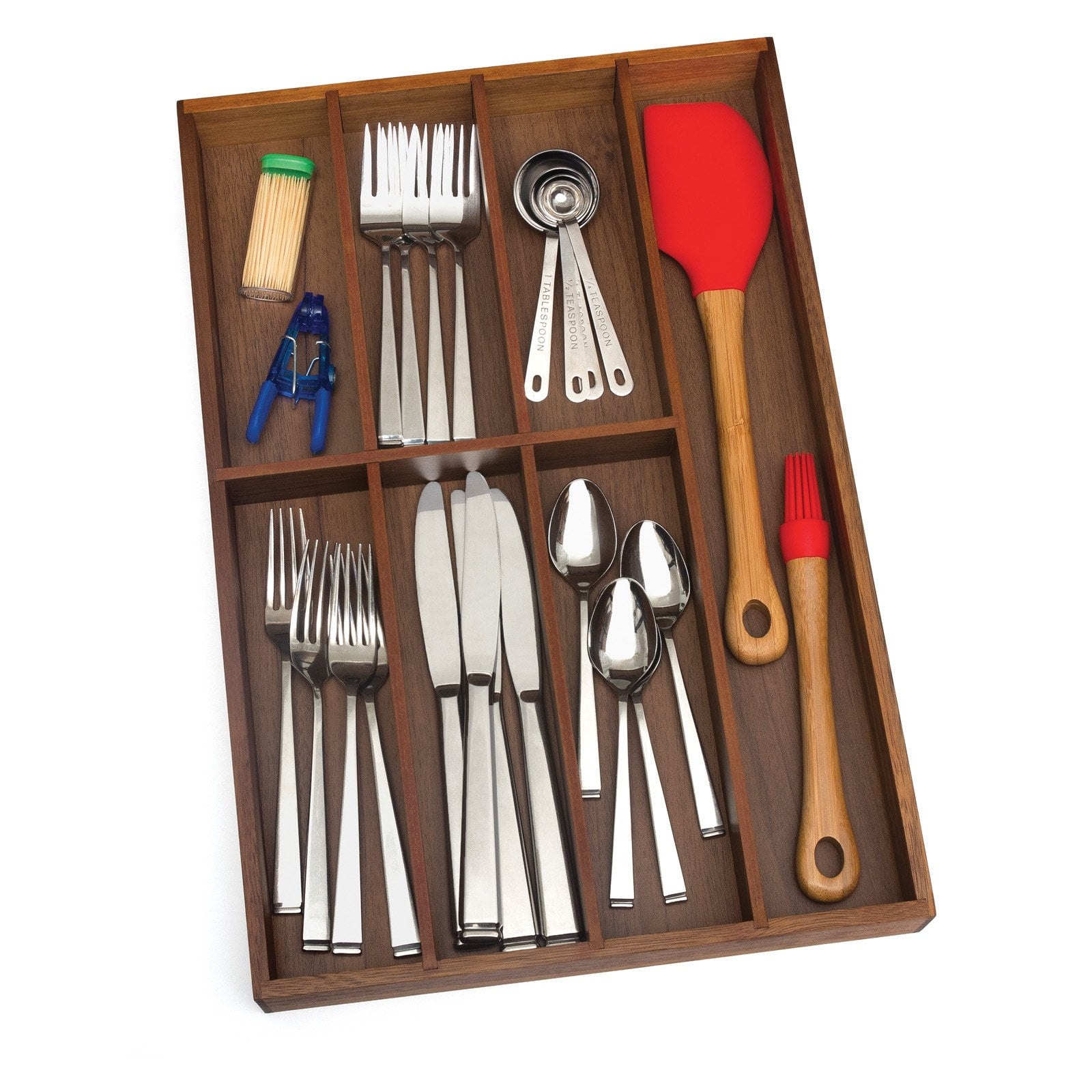 Lipper Acacia Flatware Organizer with 7 Compartments