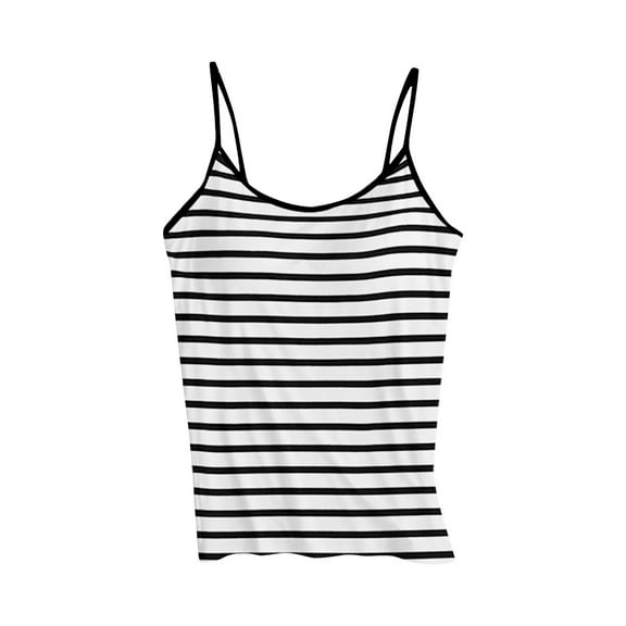 Alkepwun Camisoles for Women Striped Tank Tops Adjustable Camis Soft Padded Undershirt Spaghetti Strap Tank Tops for Yoga Workout Sleeping Traveling