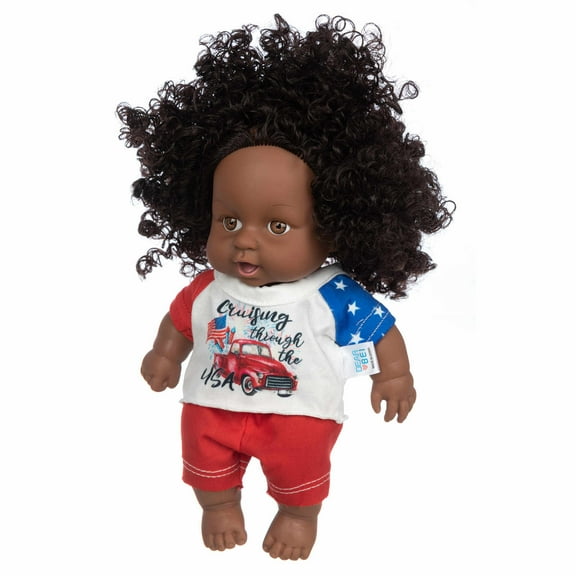 8-Inch Black Vinyl Doll Realistic Features Curly Hair Collectible Art Figure Photography Prop Companion