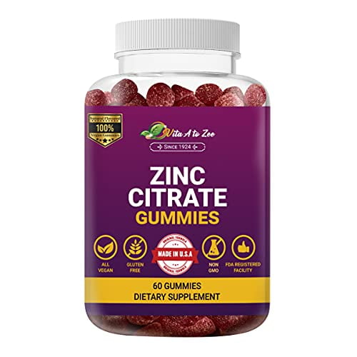 Vita A to Zee Zinc Citrate 60 Gummies Antioxidant Echinacea Immune