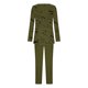 thumbnail image 4 of Puntoco top De Cuello Redondo De Manga Larga Estampado Informal Para Mujer + Traje De Pantalón Largo Verde Militar L, 4 of 5