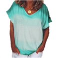 thumbnail image 1 of New Women's Gradient Print Short Sleeve V Neck Loose T Shirt, 1 of 7