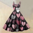 thumbnail image 2 of Women's Valentine's Day Dresses Love Heart Print Off Shoulder Vintage Sleeveless Dress Navy 2XL, 2 of 5