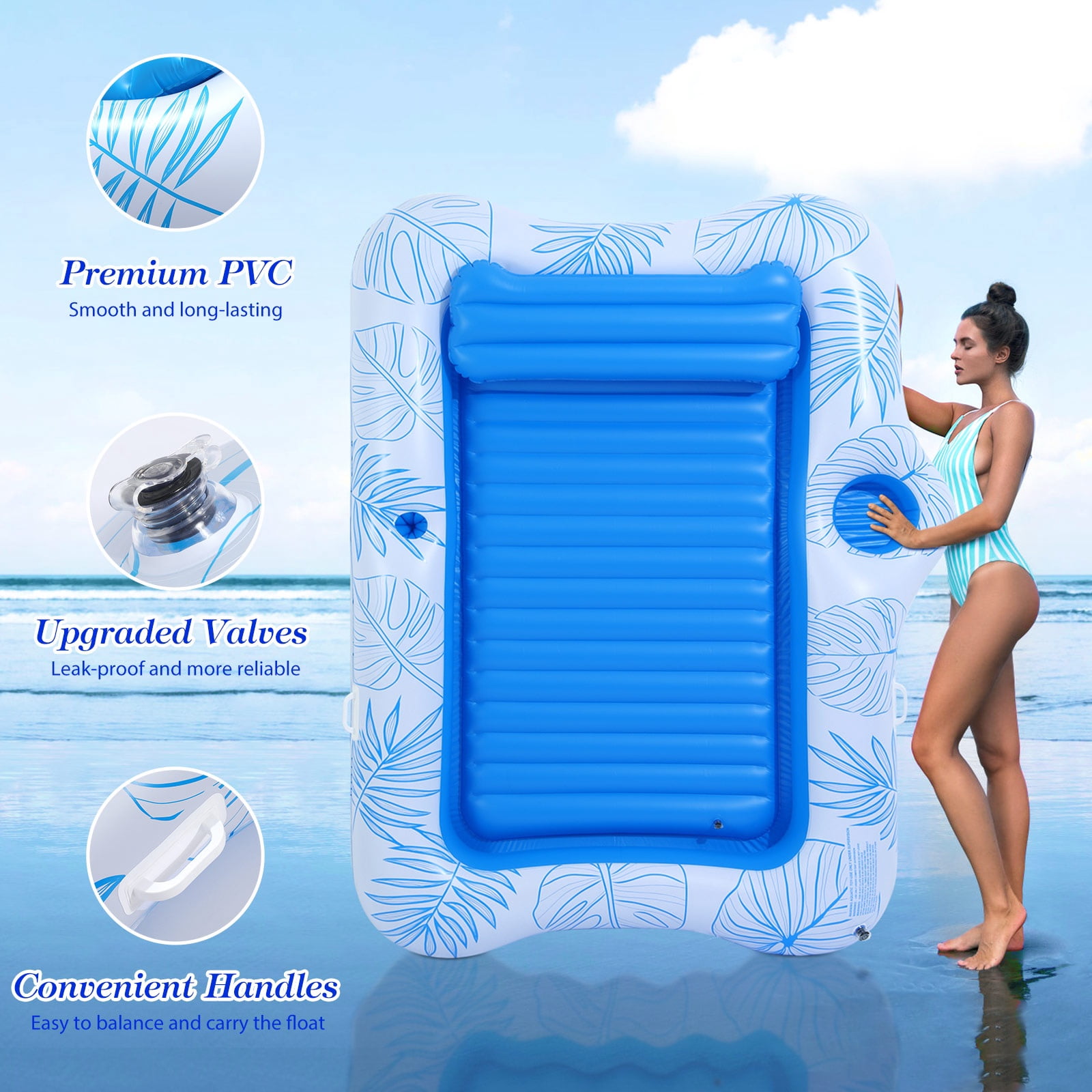 MoKo Inflatable Tanning Pool Floats Adult, Water Filled Tanning Bed Inflatable Lounger Pool Raft Toys Blow Up Pool for Backyard Lake Beach