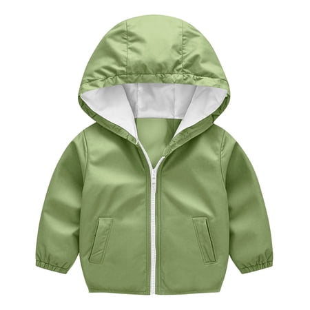 ZACPNCV Kids Outdoor Active Softshell Trenchcoats Trendy Zipper-Up Windbreaker Hoodie Jackets Versatile Hiking Coats Green 2-3 Years
