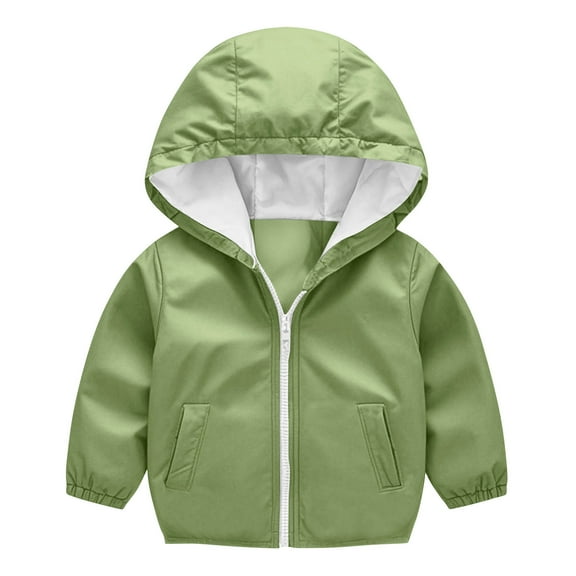 ZACPNCV Little Girls Boys Rain Jacket Kids Raincoat Waterproof Hooded Rain Jackets Lightweight Outerwear for Zip Mint Green 14-15 Years