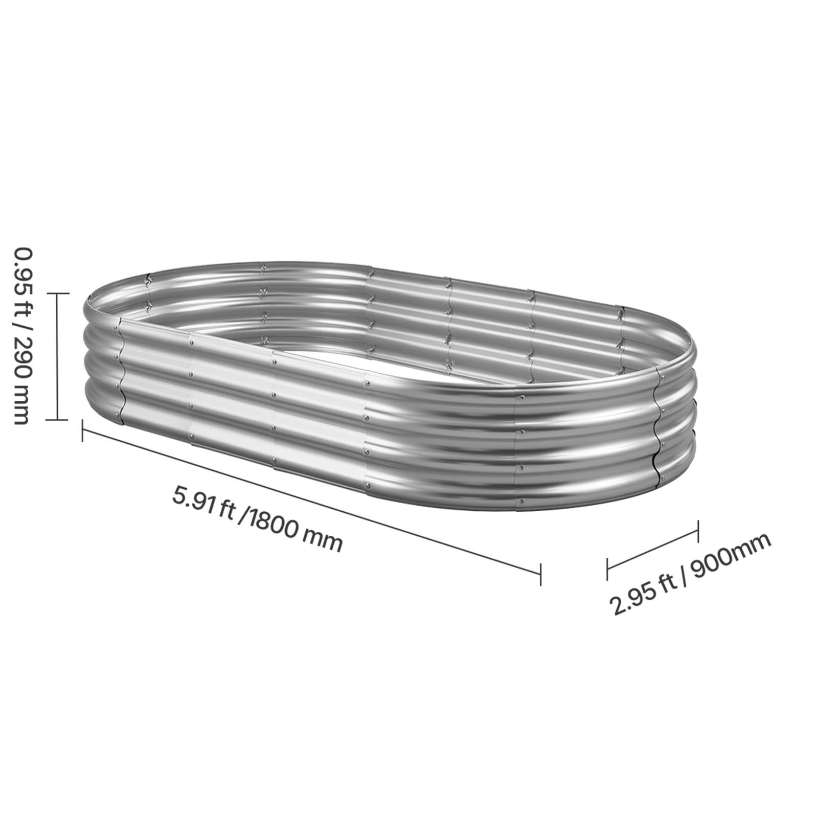 VEVOR Metal Raised Garden Bed, 6 x 3 x 1 ft Outdoor Galvanized Planter Garden Box, Open Bottom Design, Large Planter Raised Bed for Growing Vegetables, Flowers, Herbs, Succulents, Galvanized Color