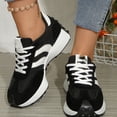thumbnail image 2 of Women's Comfortable Fashion Thick Sole Sneakers, Casual Breathable Lace-up Tennis Running Shoes Stylish Comfortable Block Color Sneakers, 36, 2 of 5